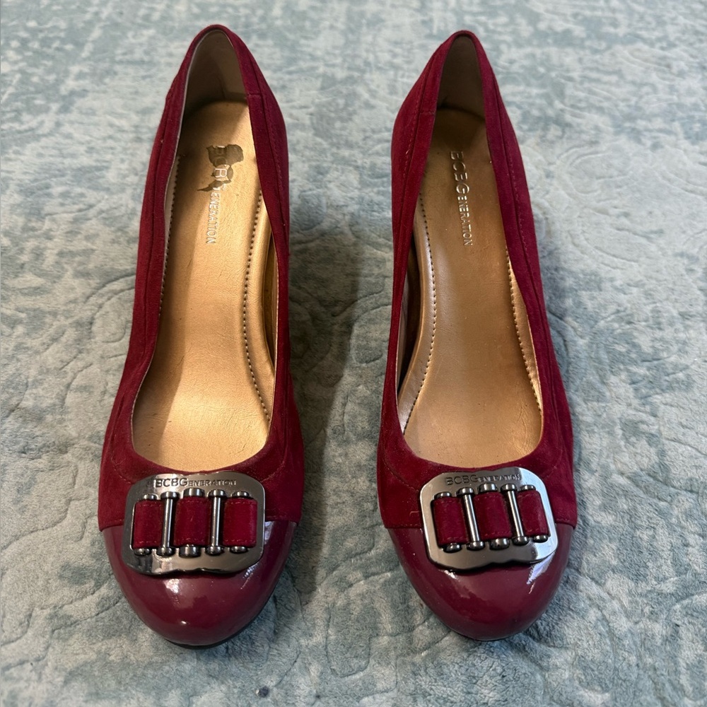 Ecco Red Women's Heels with Stylish Buckle